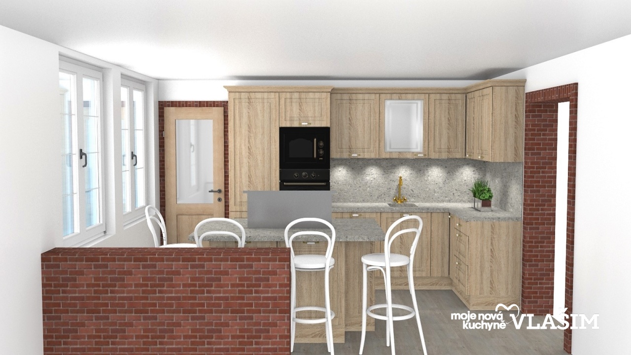 V�ce informac� o v�robku Rustik�ln� kuchyn� v �ed�m dubu s v�ncovou ��msou