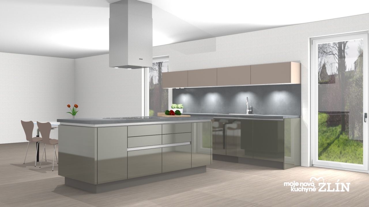 V�ce informac� o v�robku Velk� modern� kuchyn� v kombinac� t�ech dekor�