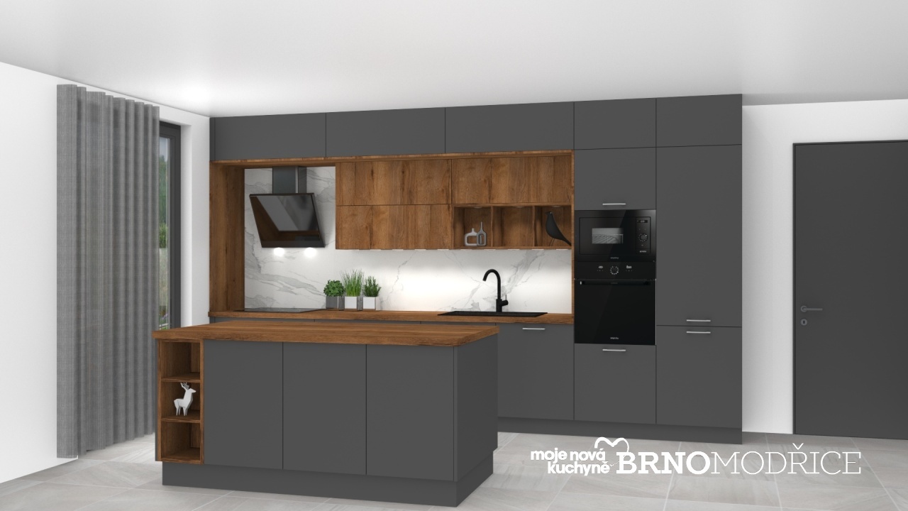 V�ce informac� o v�robku Matn� �ed� kuchyn� s nikou v ko�akov�m dubu