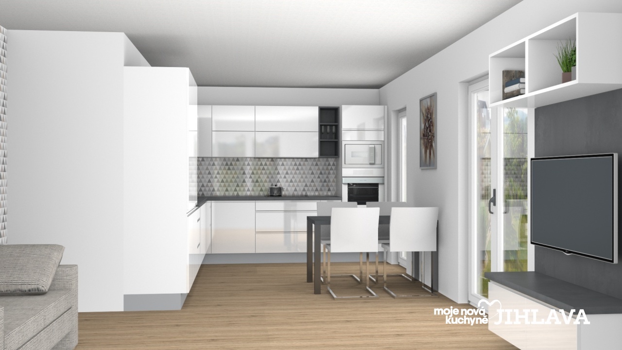 V�ce informac� o v�robku Leskl� b�l� kuchyn� s ob�vac� ��st�