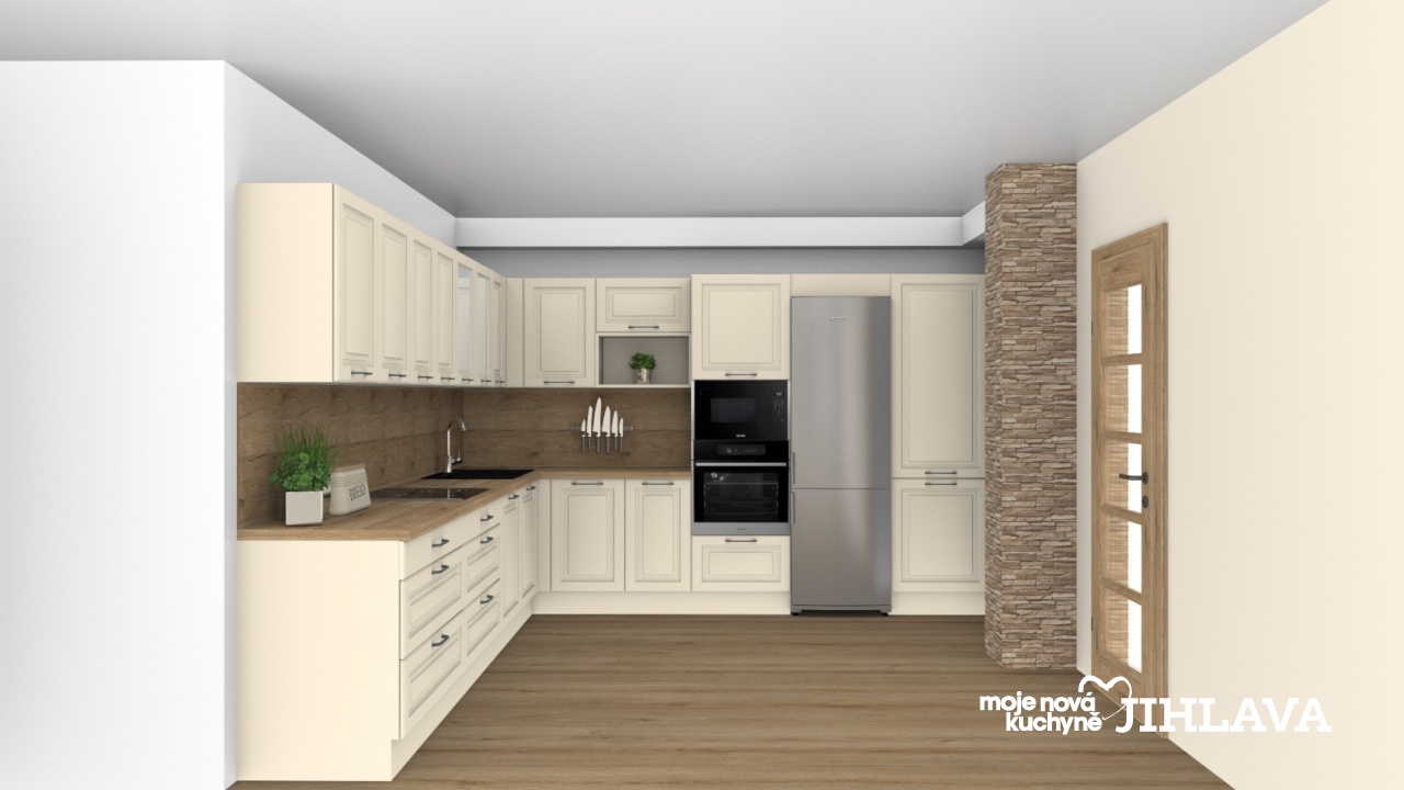 V�ce informac� o v�robku Dub zlat� a magnolie v rustik�ln� kuchyni s modern�mi spot�ebi�i