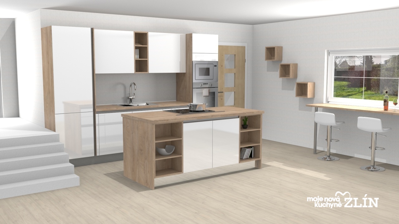 V�ce informac� o v�robku B�l� leskl� v kombinaci s d�evodekorem