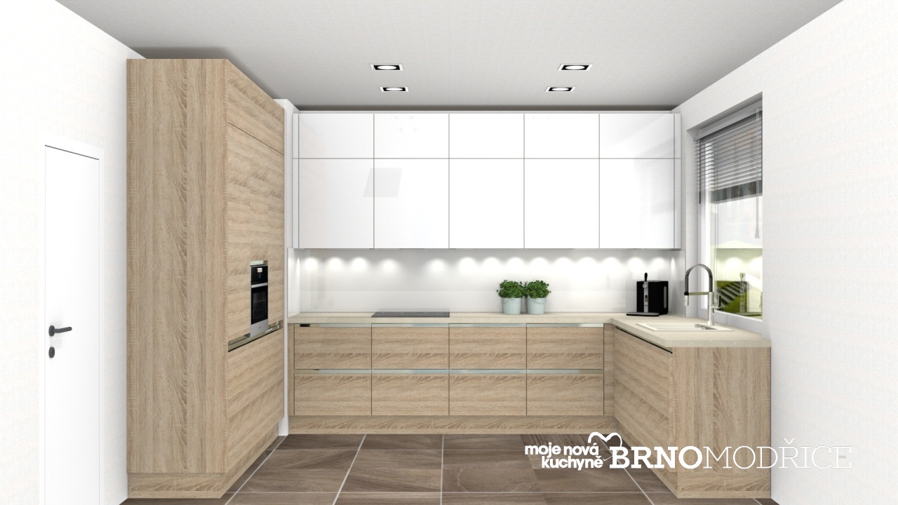 V�ce informac� o v�robku Dub Bardolino a b�l� lesk v kuchyni a� do stropu