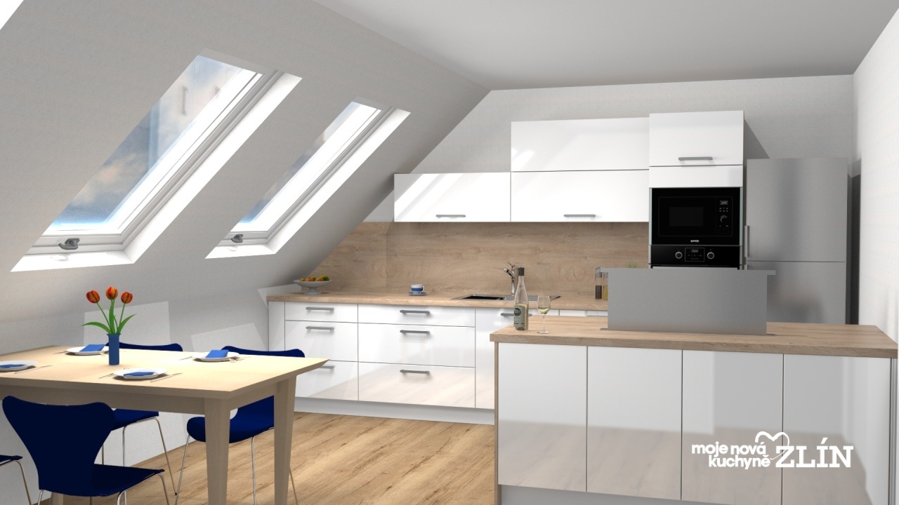V�ce informac� o v�robku Podkrovn� kuchyn� ve sv�tl�ch barv�ch
