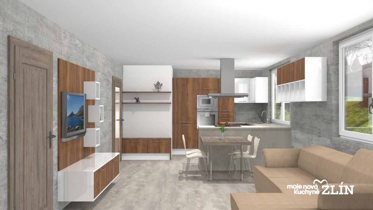 V�ce informac� o v�robku Kuchyn� a ob�vac� pokoj v b�l� s obiln�m ko�akem