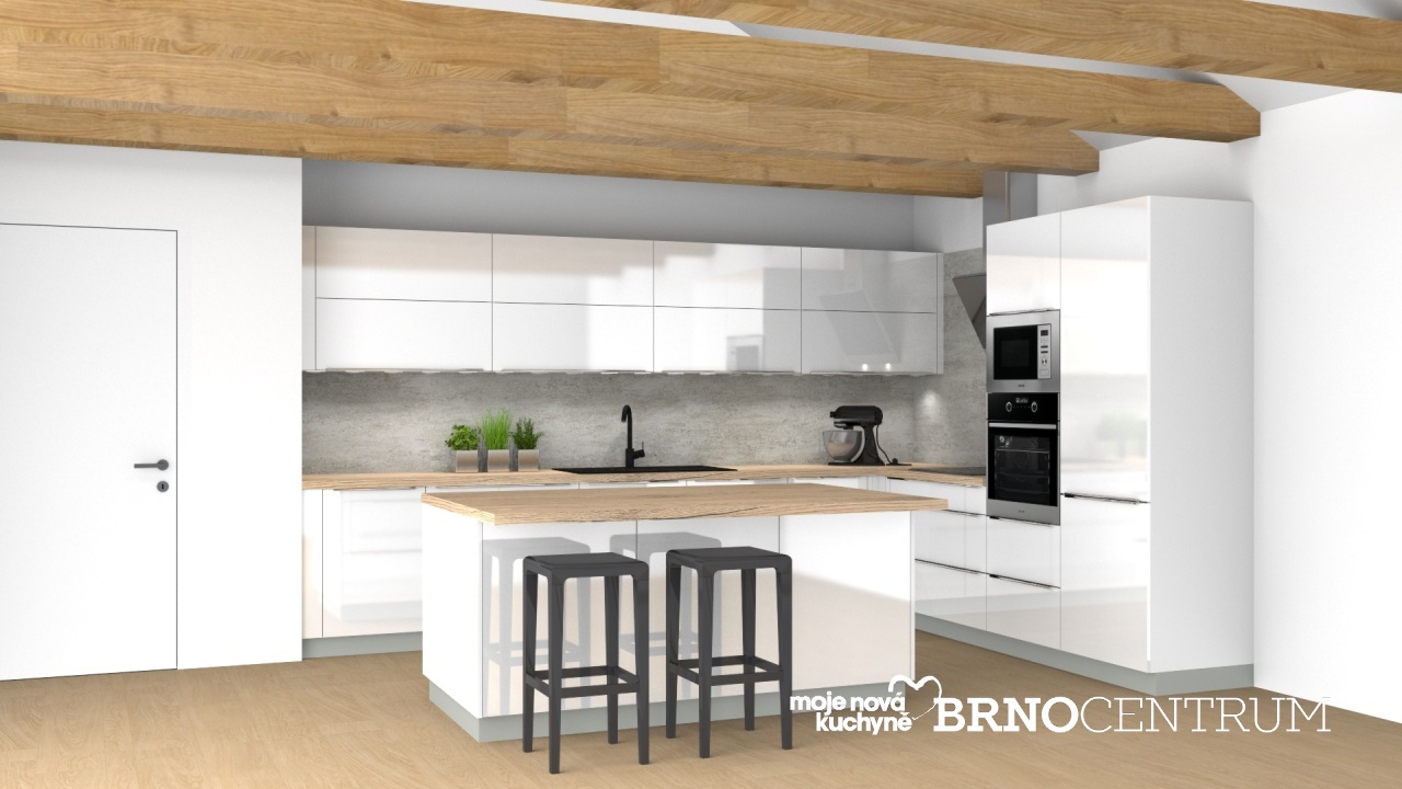 V�ce informac� o v�robku Kuchyn� a ob�vac� ��st v leskl� b�l� a p�skov�m dubu 