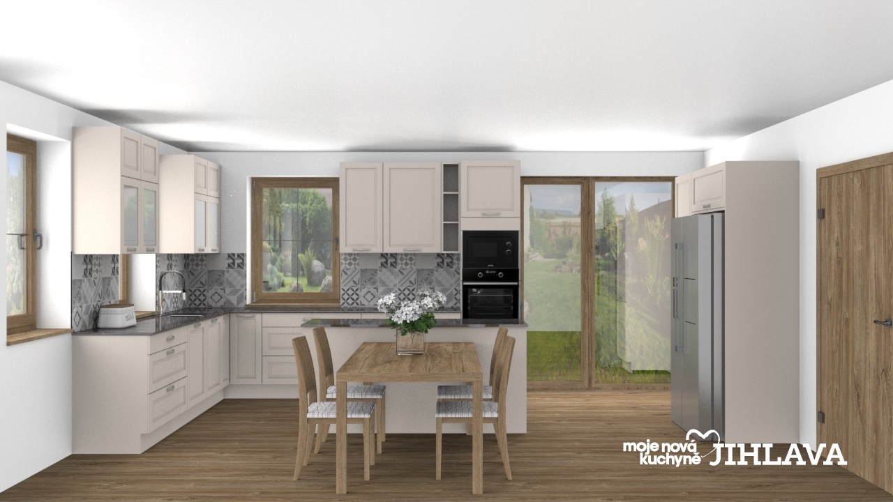 V�ce informac� o v�robku Rustik�ln� kuchyn� v p�skov�m odst�nu s modern� kamennou deskou