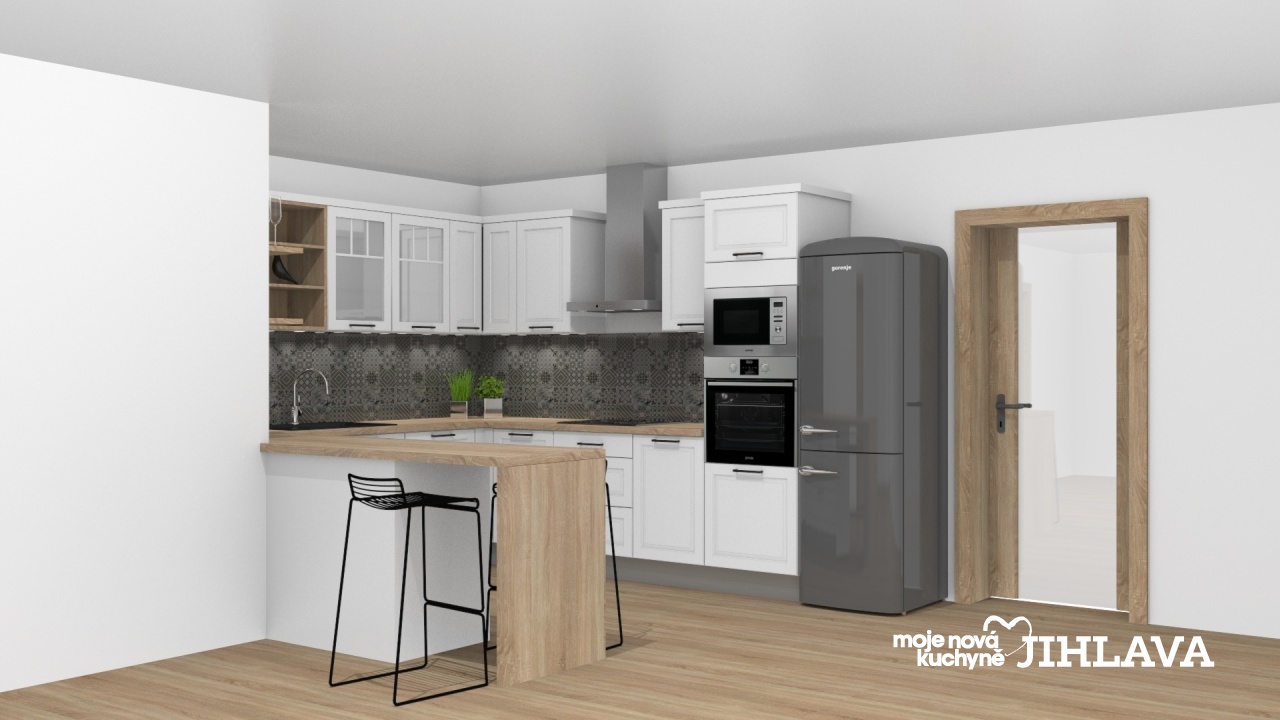 V�ce informac� o v�robku B�l� rustik�ln� kuchyn� s Retro lednic�