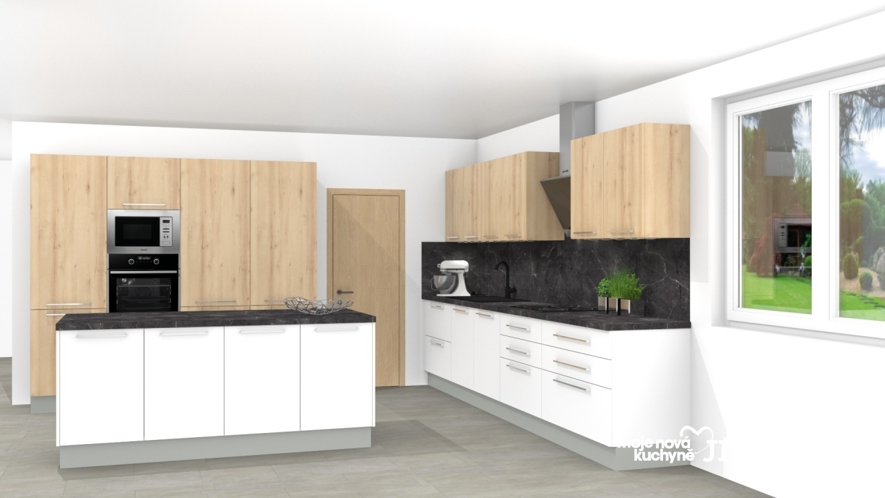 V�ce informac� o v�robku Modern� kuchyn� v kombinaci b�l�, buk a mramor