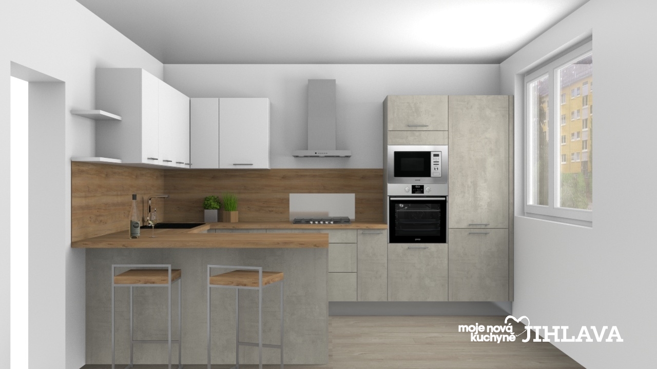 V�ce informac� o v�robku Modern� kuchyn� v trojkombinaci � �ed�, b�l� a dub zlat�