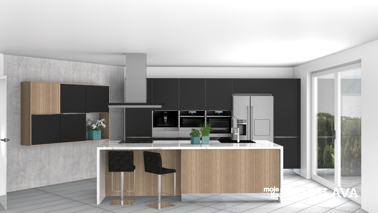 V�ce informac� o v�robku Luxusn� kuchyn� v �ern�m proveden� s medov�m d�evem