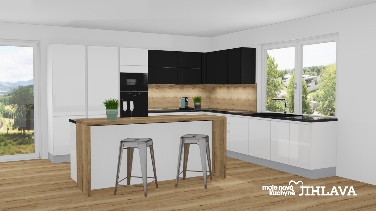 V�ce informac� o v�robku Kuchyn� v b�l�m lesku s temnou matn� �ernou