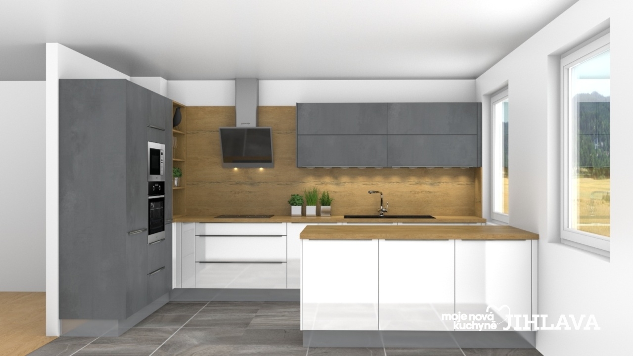 V�ce informac� o v�robku Leskl� b�l� v kombinaci s divok�m dubem a betonem antracit