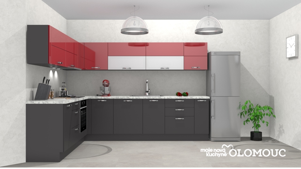 V�ce informac� o v�robku Kombinace modern� a klasick� kuchyn� v �erveno�ed� kombinaci