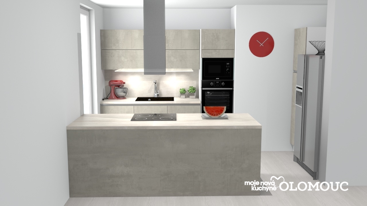 V�ce informac� o v�robku Modern� kuchyn� zahalen� v �ed�m betonu
