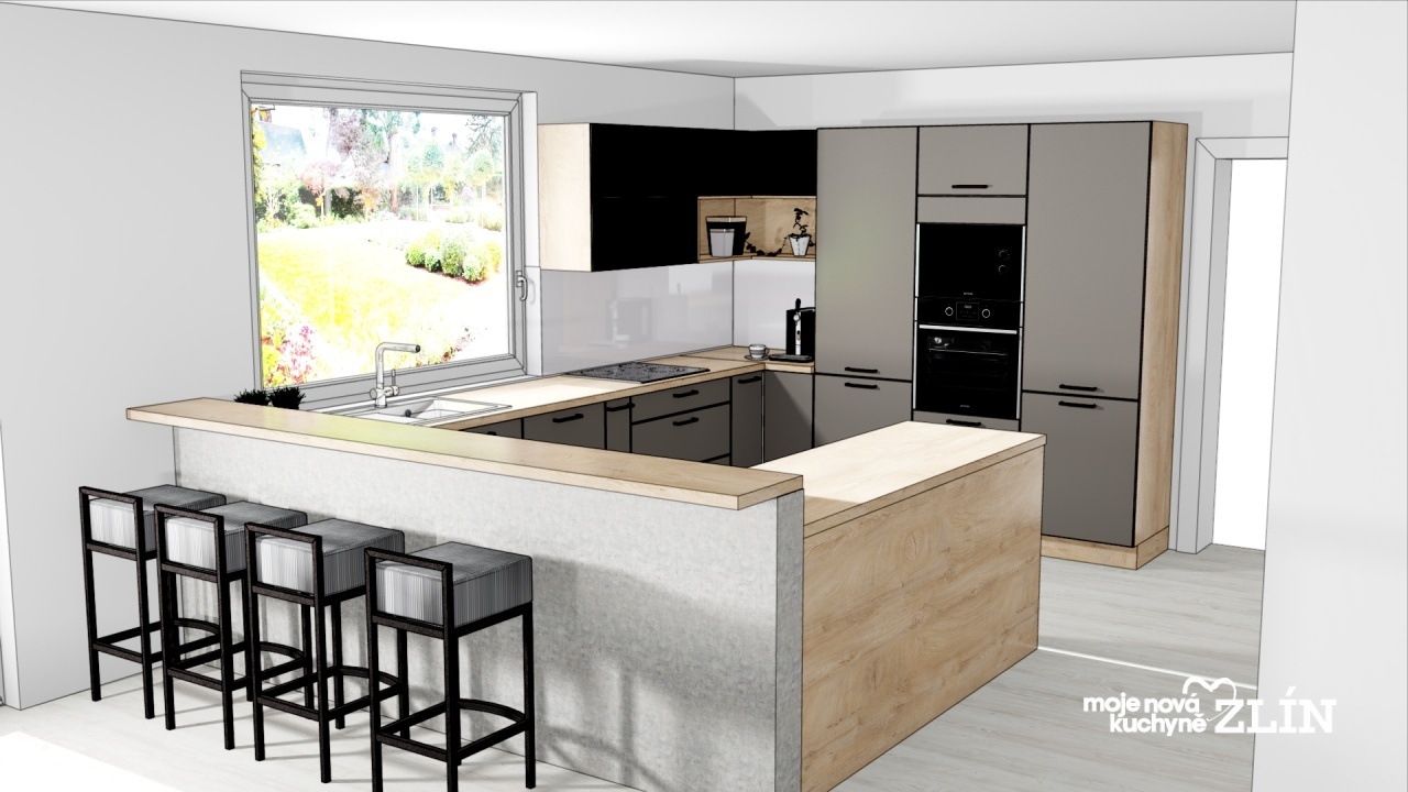 V�ce informac� o v�robku Matn� �ed� a �ern� v kuchyni do tvaru G