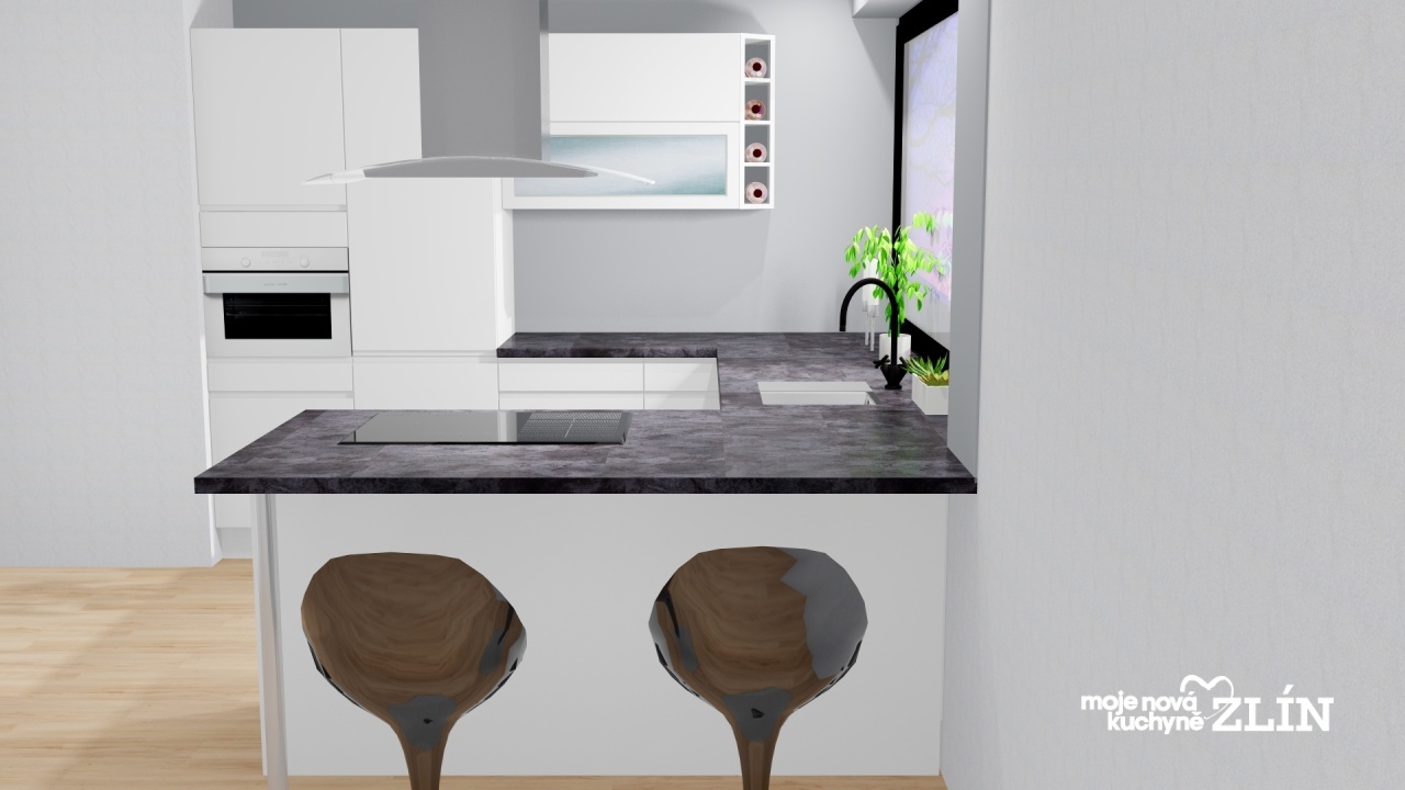 V�ce informac� o v�robku Vysok� lesk v b�l� s tmavou kamennou deskou