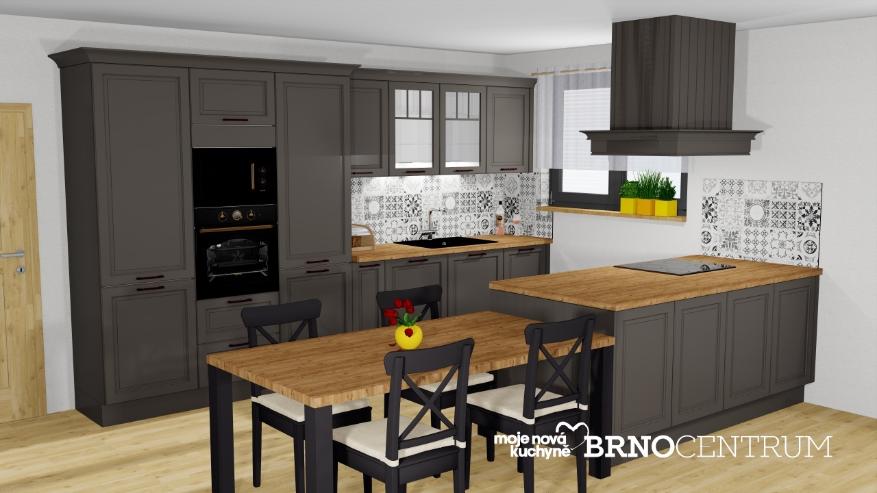 V�ce informac� o v�robku Tmav� �ed� Mara s pracovn� deskou v dekoru dubu zlat�ho