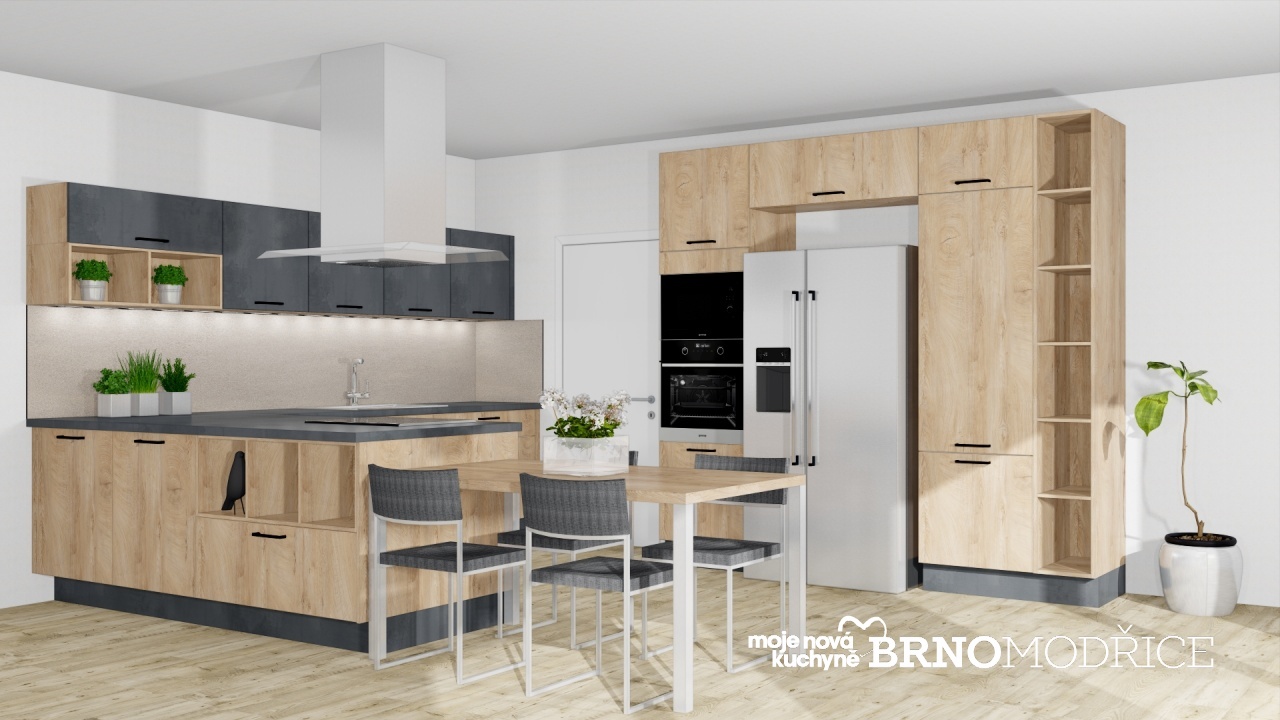 V�ce informac� o v�robku Sv�tl� d�evodekor s betonem a kontrastn� �ernou �chytkou