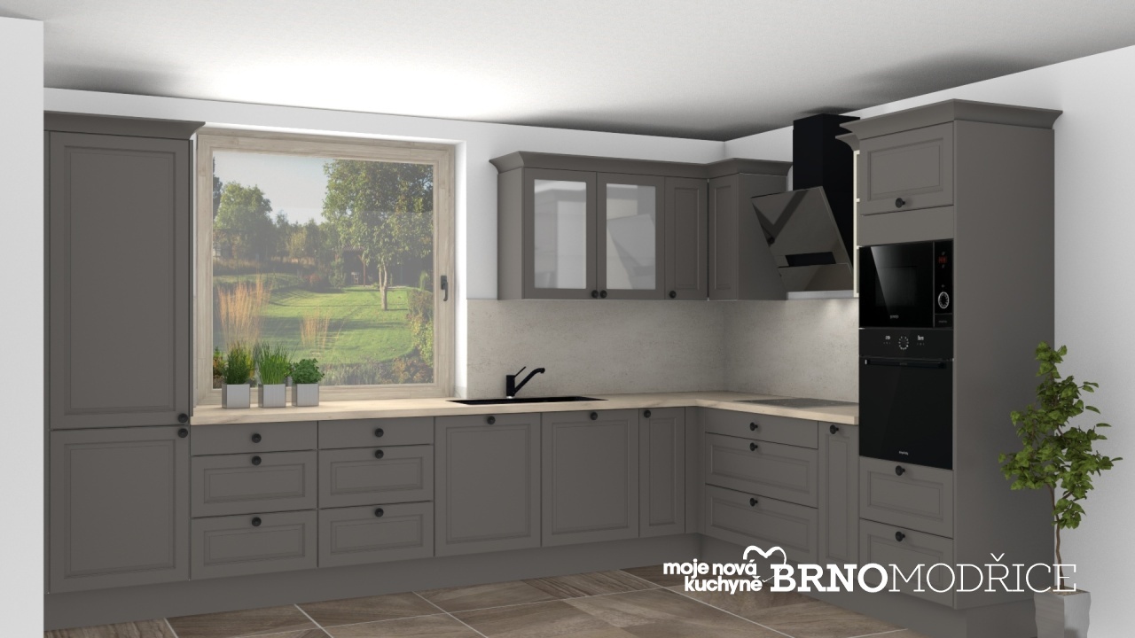 V�ce informac� o v�robku Antracitov� rustik�ln� kuchyn� s �ern�mi dopl�ky
