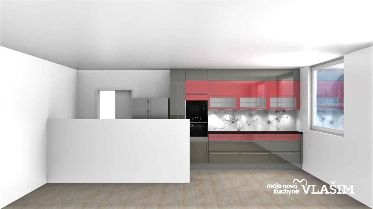 V�ce informac� o v�robku �erveno�ed� leskl� kuchyn� s americkou ledni�kou
