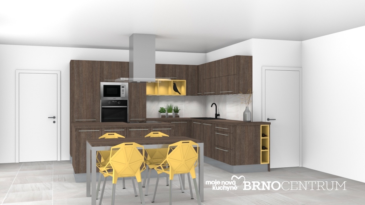 V�ce informac� o v�robku Kuchyn� s ob�vac� st�nou v dubu lan��ov�m se �lut�mi prvky 