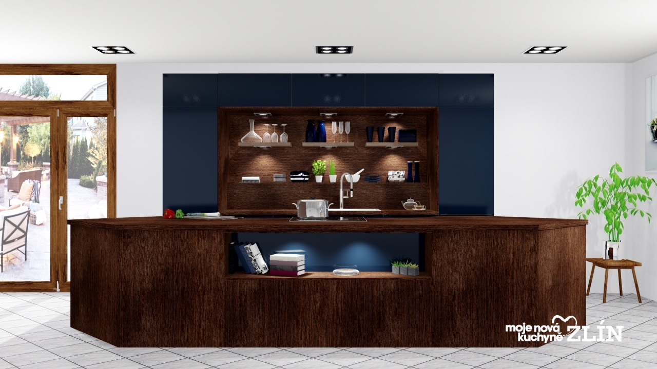 V�ce informac� o v�robku Tmav� kuchyn� s atypick�m ostr�vkem