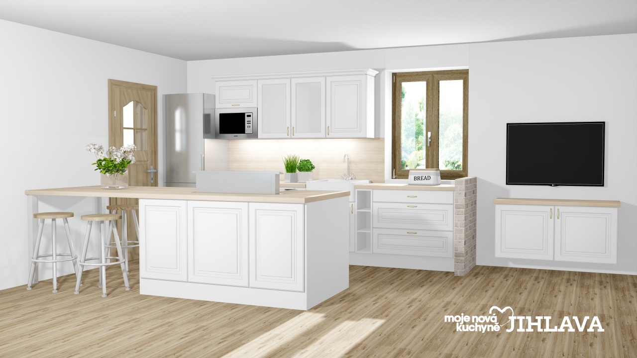 V�ce informac� o v�robku Rustik�ln� kuchyn� propojen� s j�deln� i ob�vac� ��sti