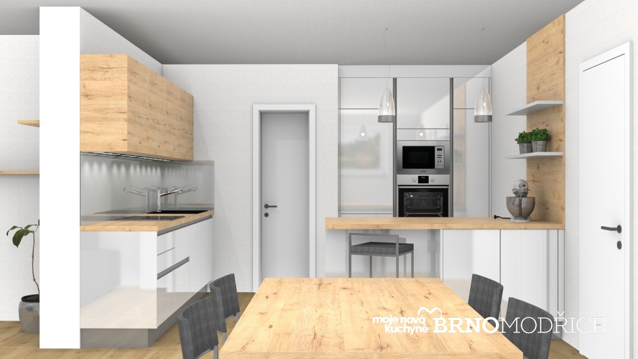 V�ce informac� o v�robku Kuchyn�, j�deln� i ob�vac� ��st ve sv�tle �ed� s dubem