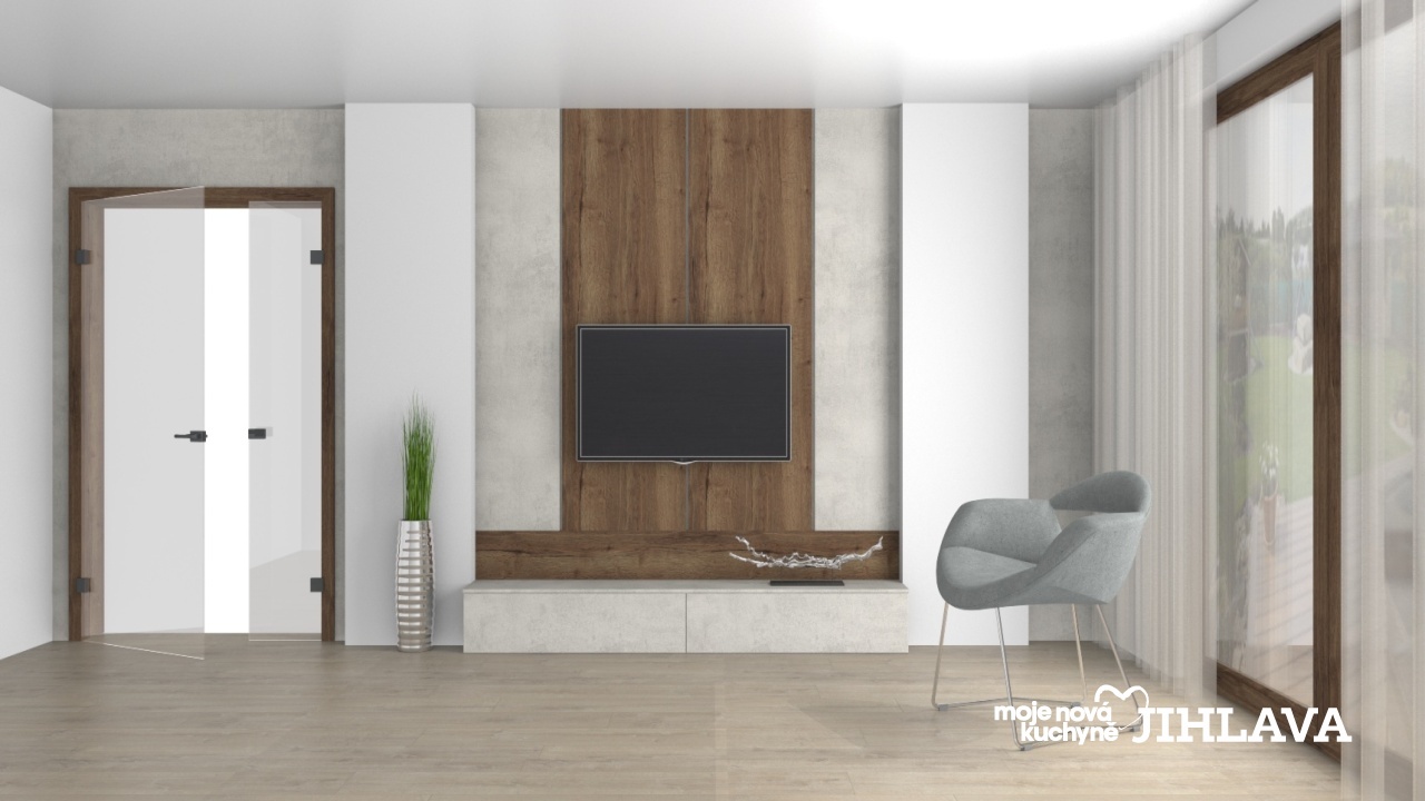 V�ce informac� o v�robku Jednoduch� ob�vac� st�na v kombinaci dubu a b�l�ho betonu