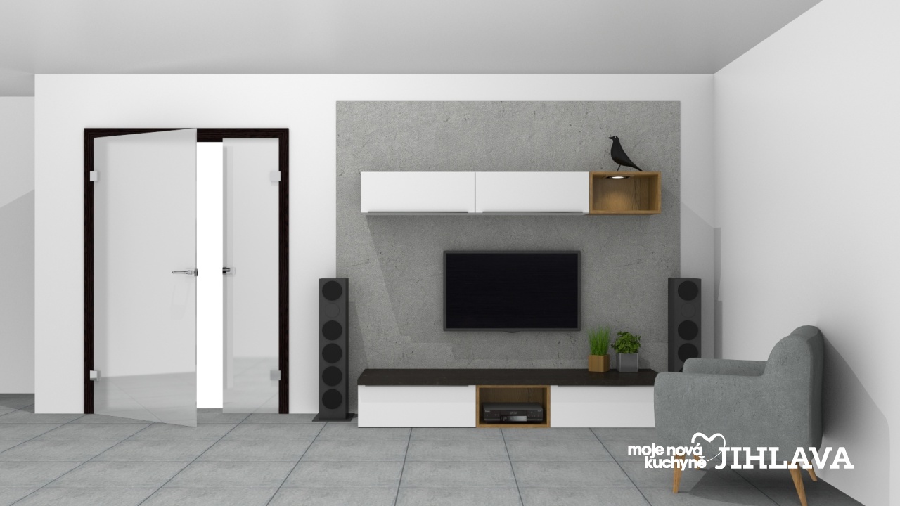 V�ce informac� o v�robku Modern� ob�vac� st�na v leskl� b�l� s divok�m dubem